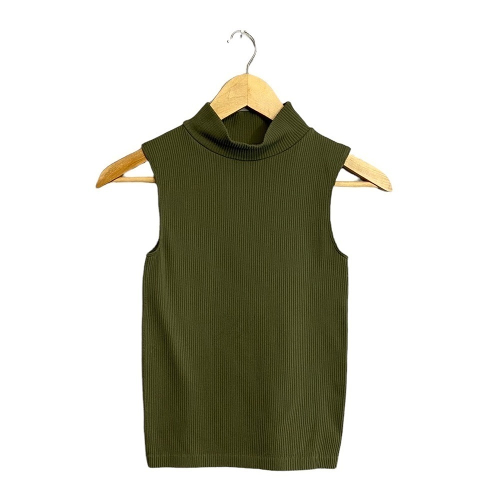 COTTON CANDY | Womens Ribbed Green Crop Top Summer Size Small​​